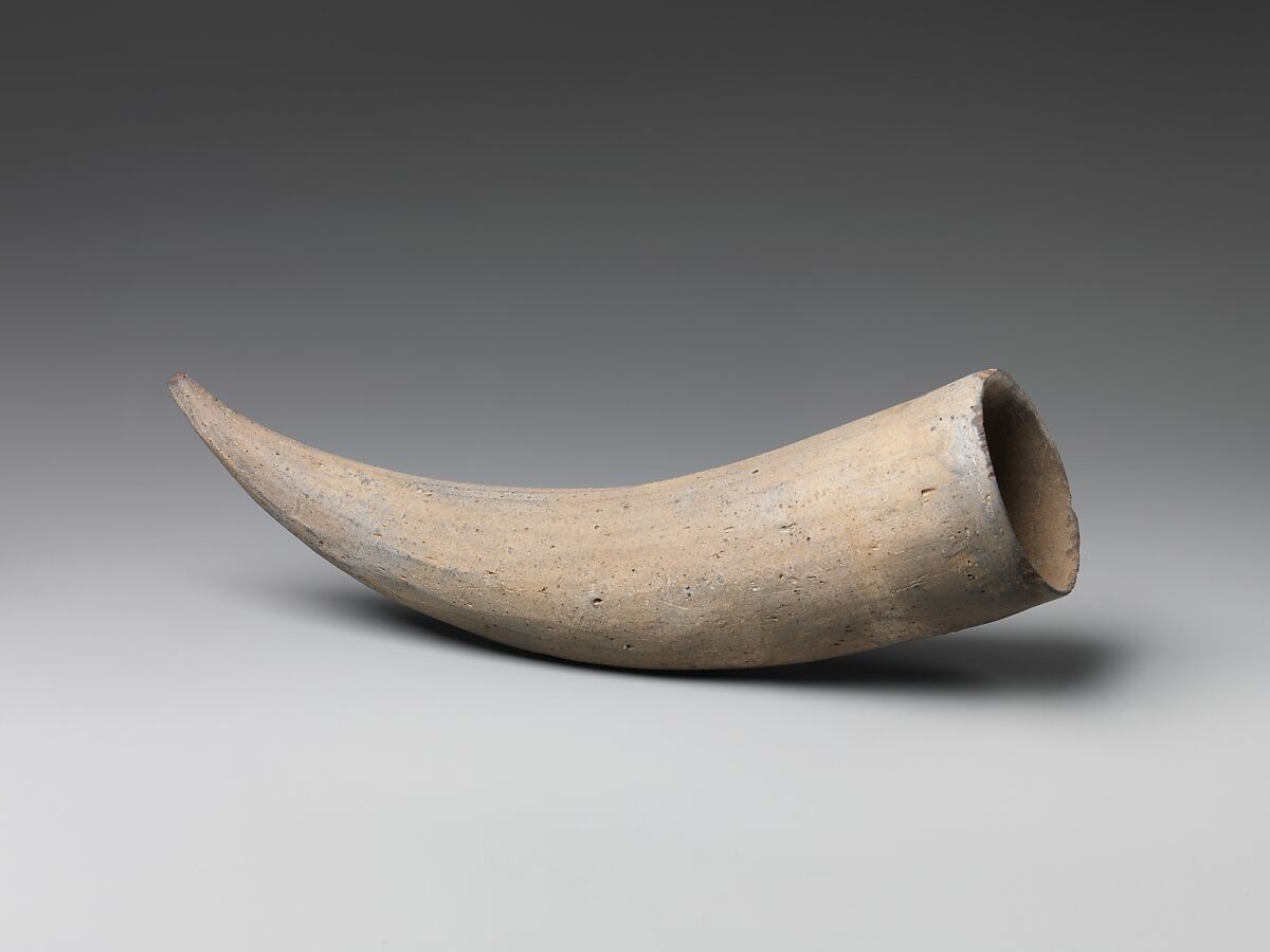 Horn-shaped drinking cup, Stoneware, Korea 