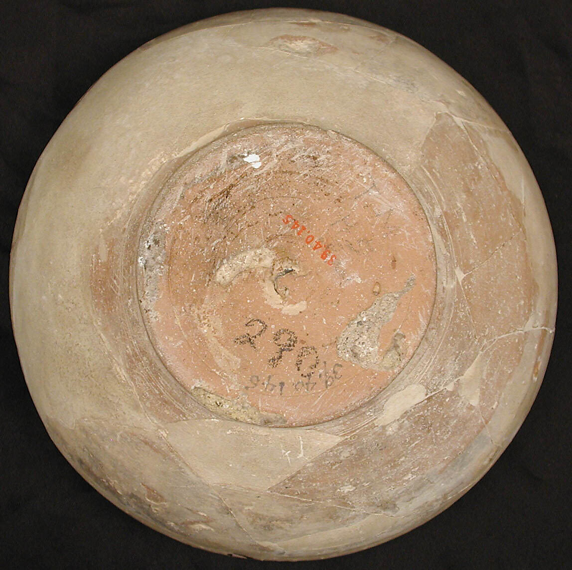 Bowl, Earthenware; white slip, slip decoration under glaze