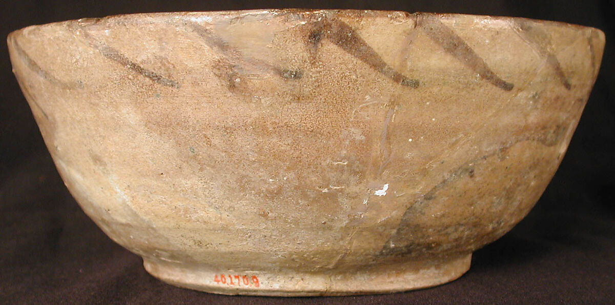 Bowl, Earthenware; buff slip, underglaze painted in polychrome pigments under transparent glaze