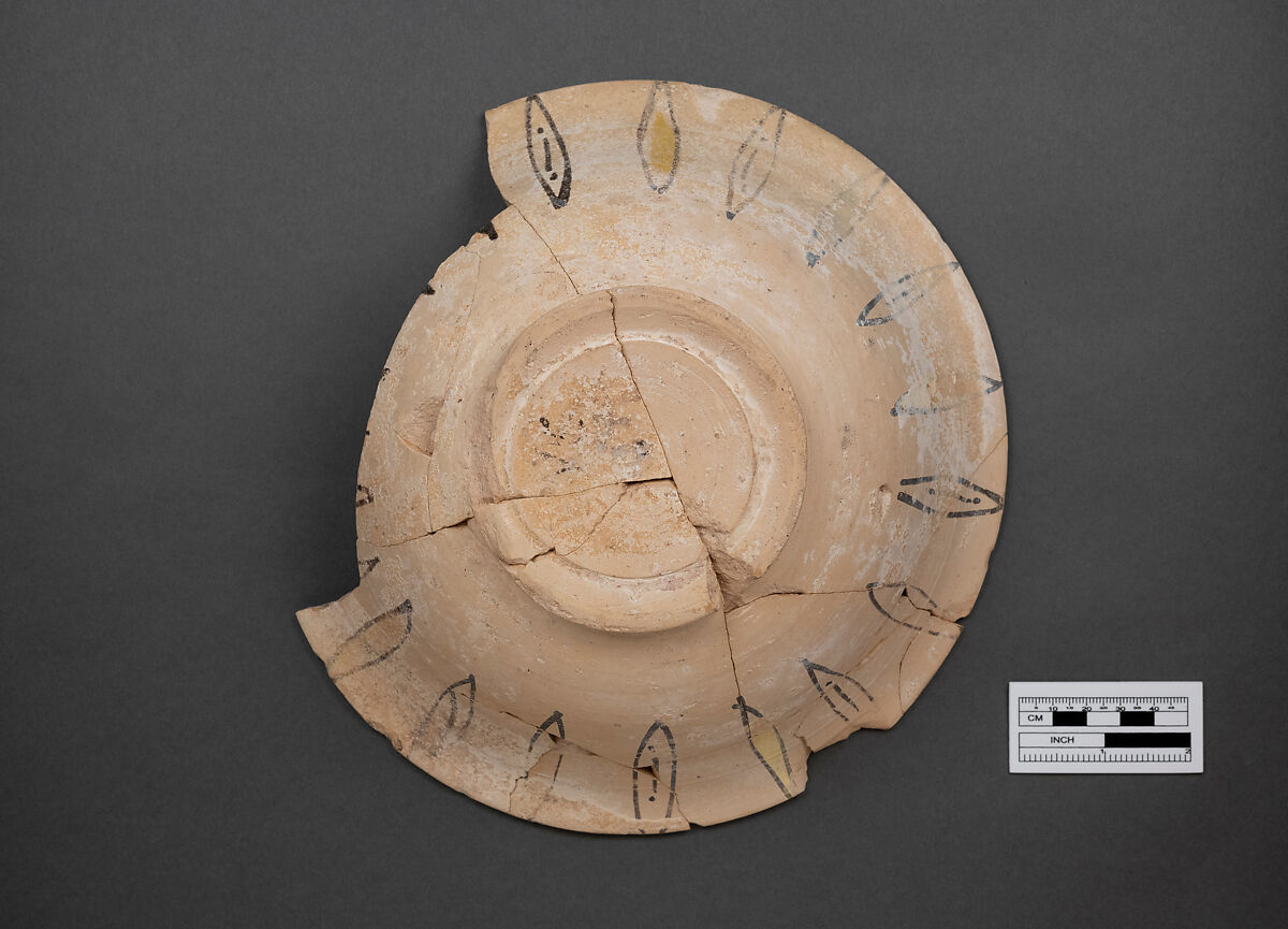 Bowl, Earthenware; underglaze painted in polychrome pigments under
 transparent glaze (buff ware)