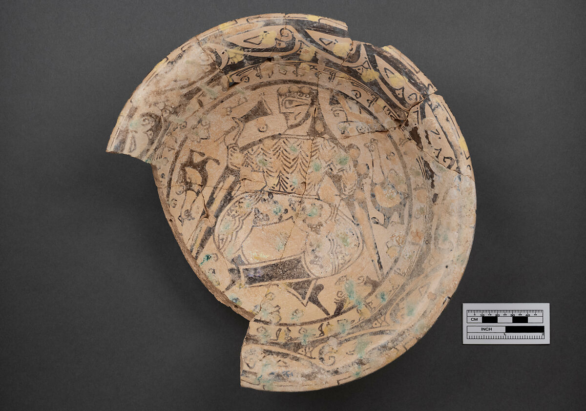 Bowl, Earthenware; underglaze painted in polychrome pigments under
 transparent glaze (buff ware)