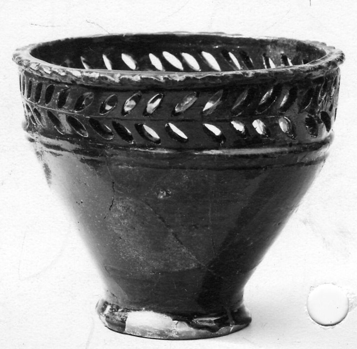 Vase, Earthenware; under brown glaze 