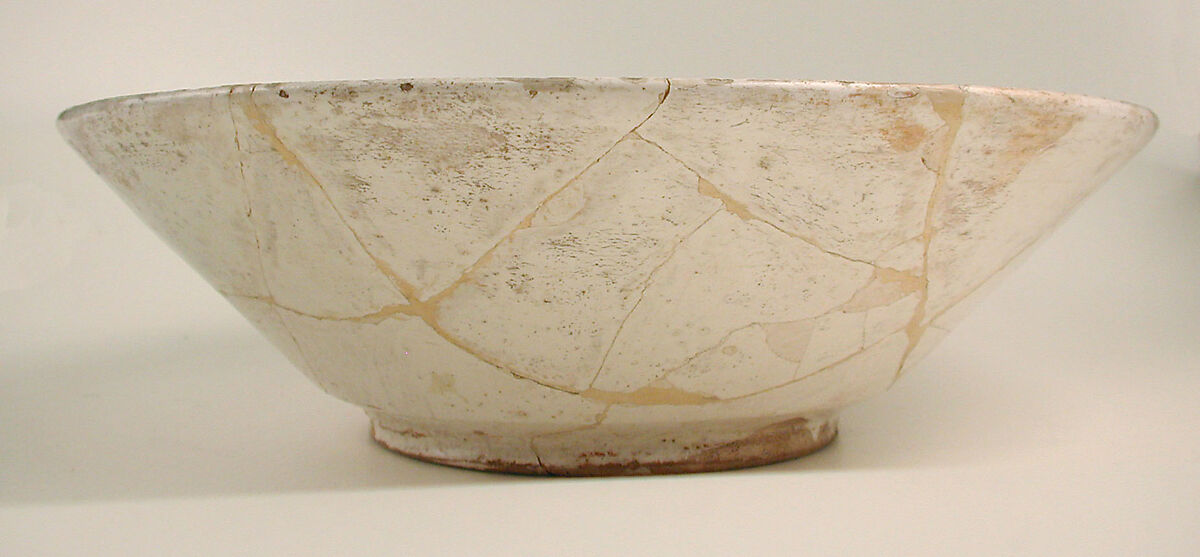 Bowl with Inscription, Earthenware; white slip with incised black slip decoration under transparent glaze
