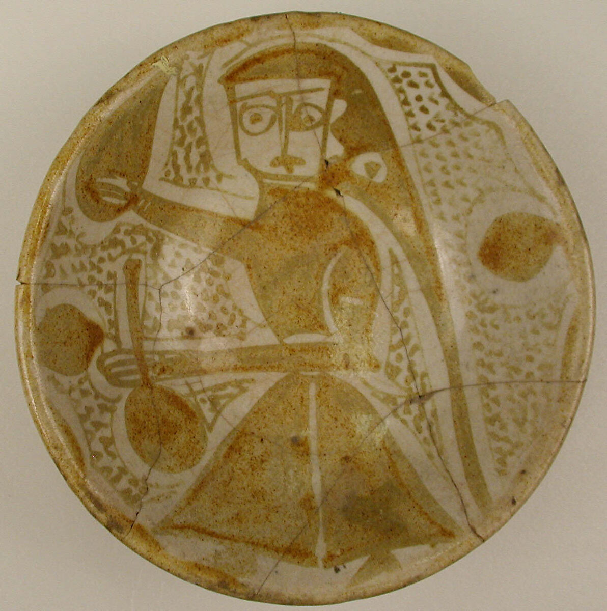 Imported Luster Bowl, Earthenware; luster-painted on an opaque white glaze