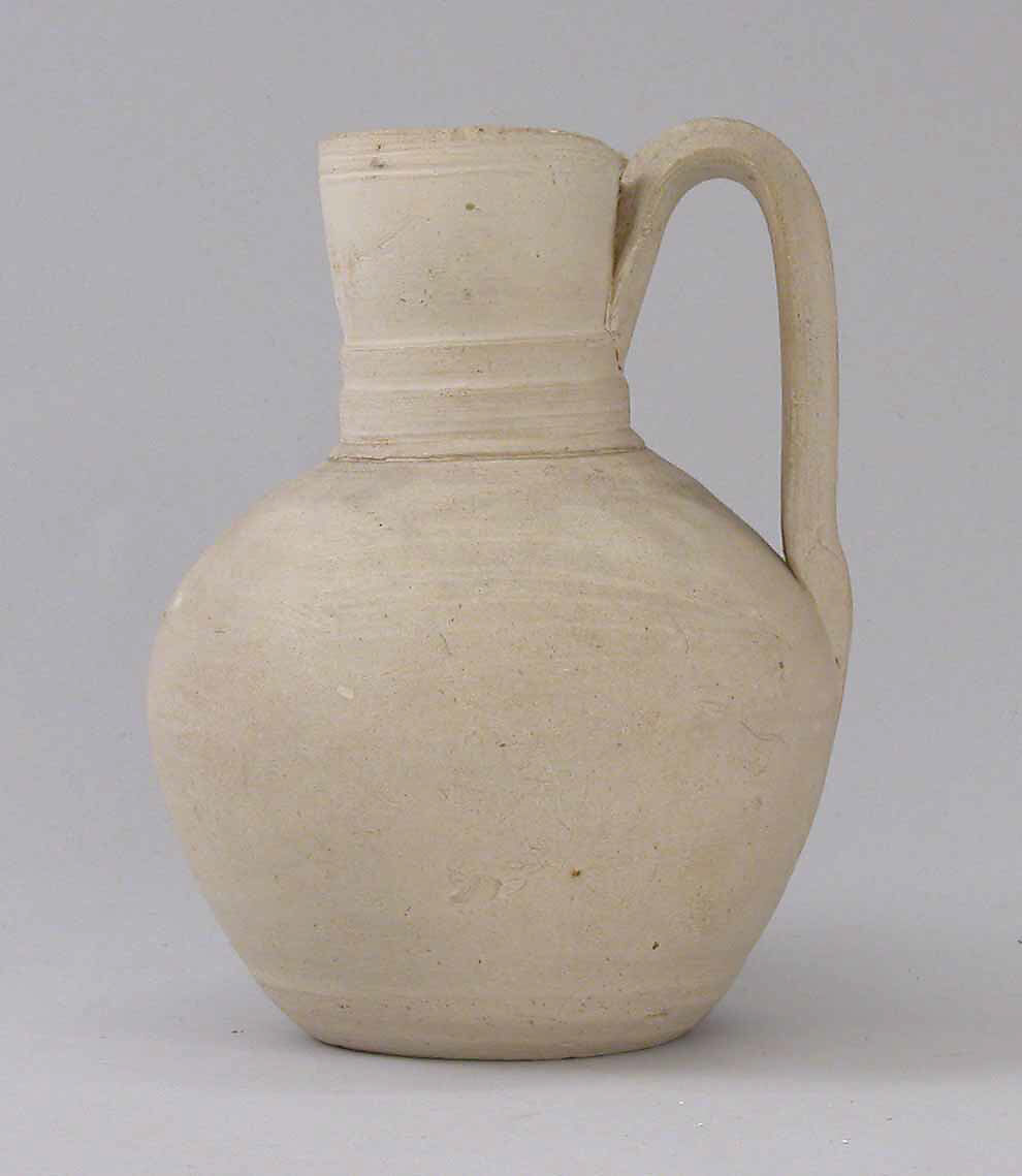 Ewer, Earthenware; slip covered and unglazed 