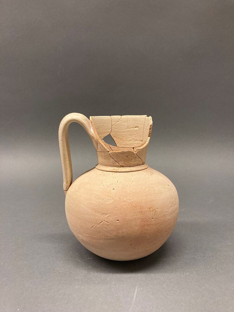 Ewer, Earthenware; slip covered and unglazed