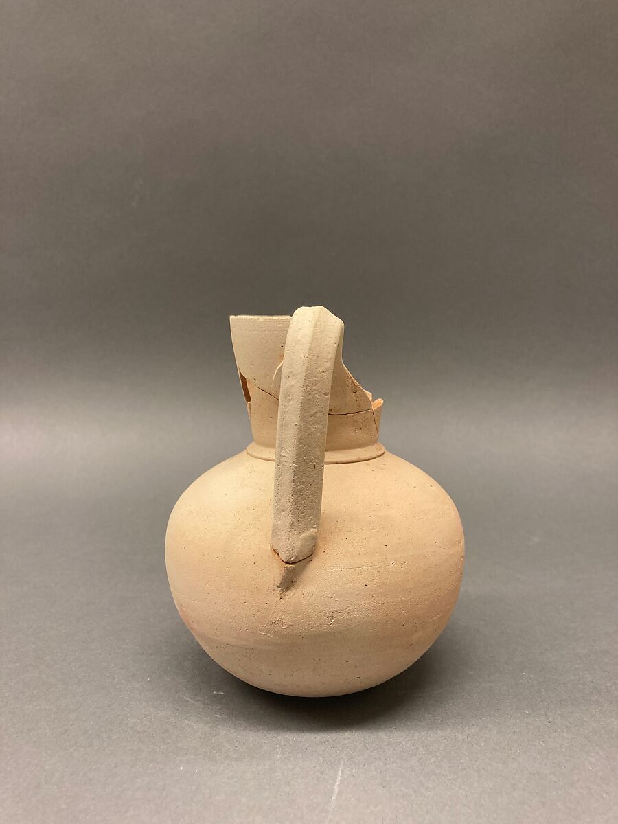 Ewer, Earthenware; slip covered and unglazed