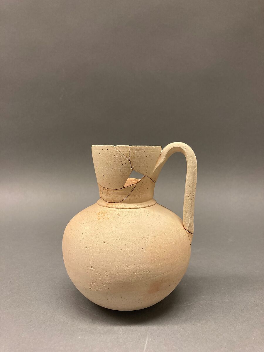 Ewer, Earthenware; slip covered and unglazed