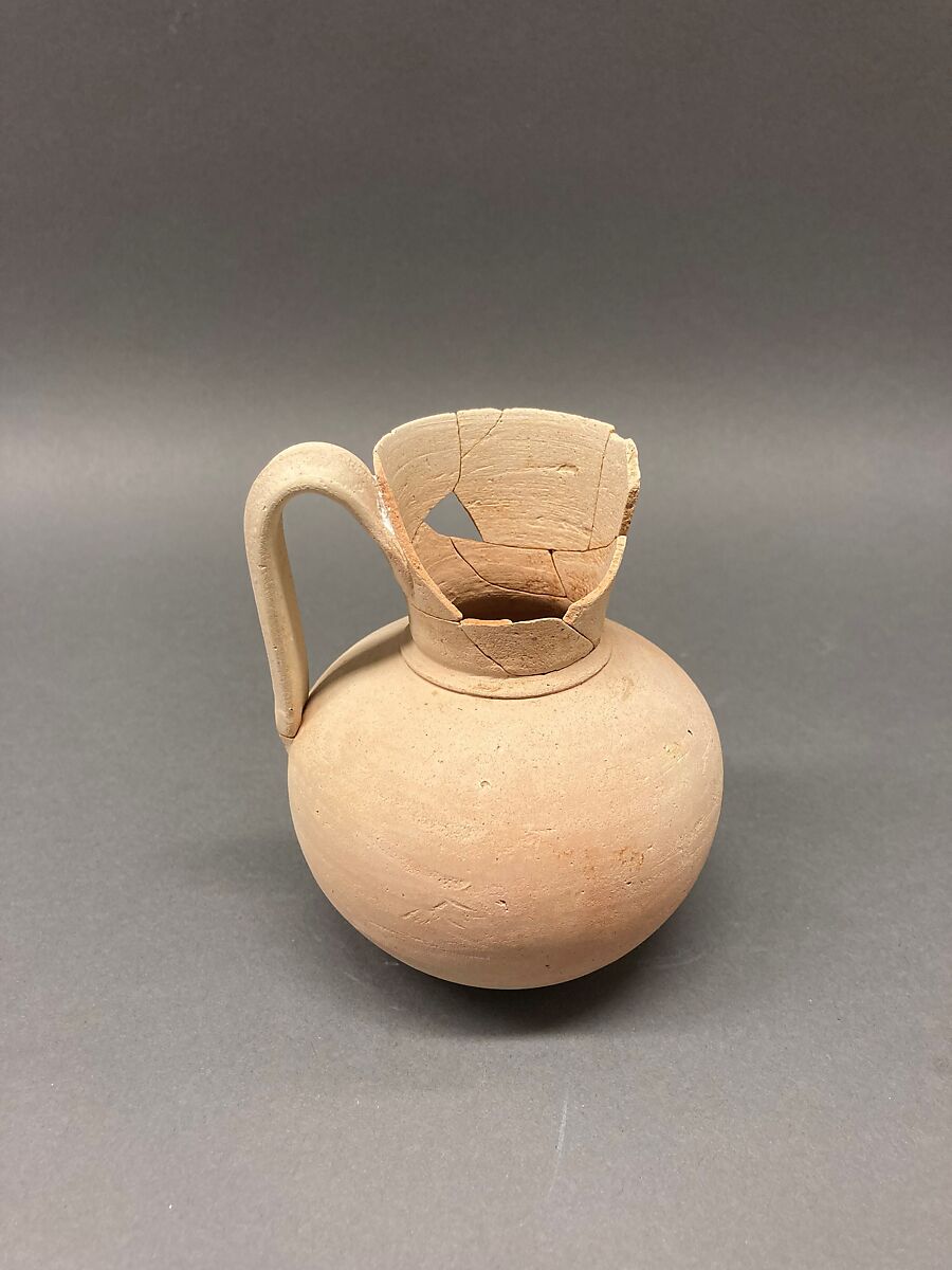 Ewer, Earthenware; slip covered and unglazed 