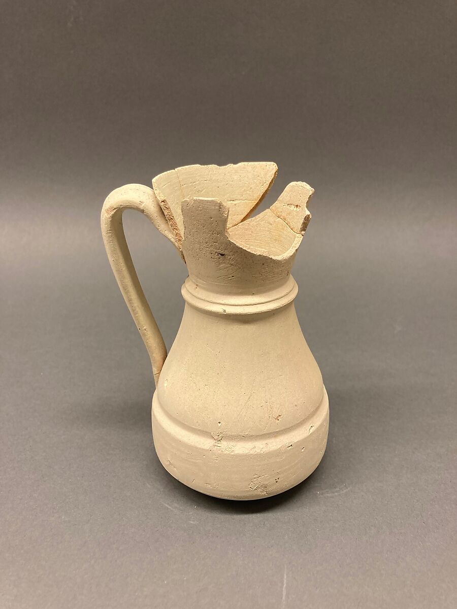 Ewer, Earthenware; slip covered and unglazed 