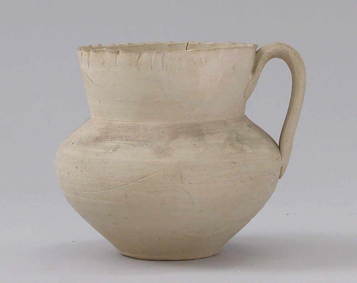 Ewer, Earthenware; slip covered and unglazed 