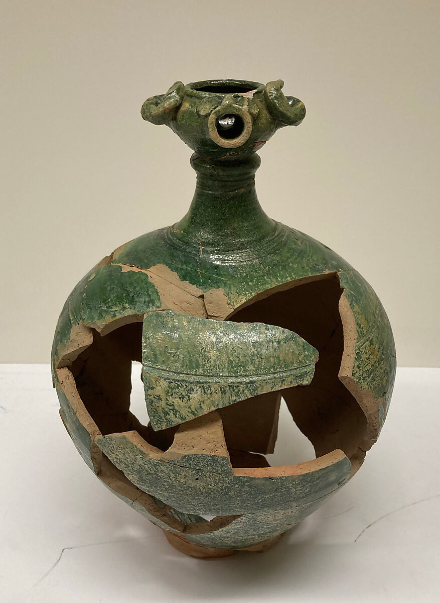 Ewer, Earthenware; slip-covered under monochrome glaze