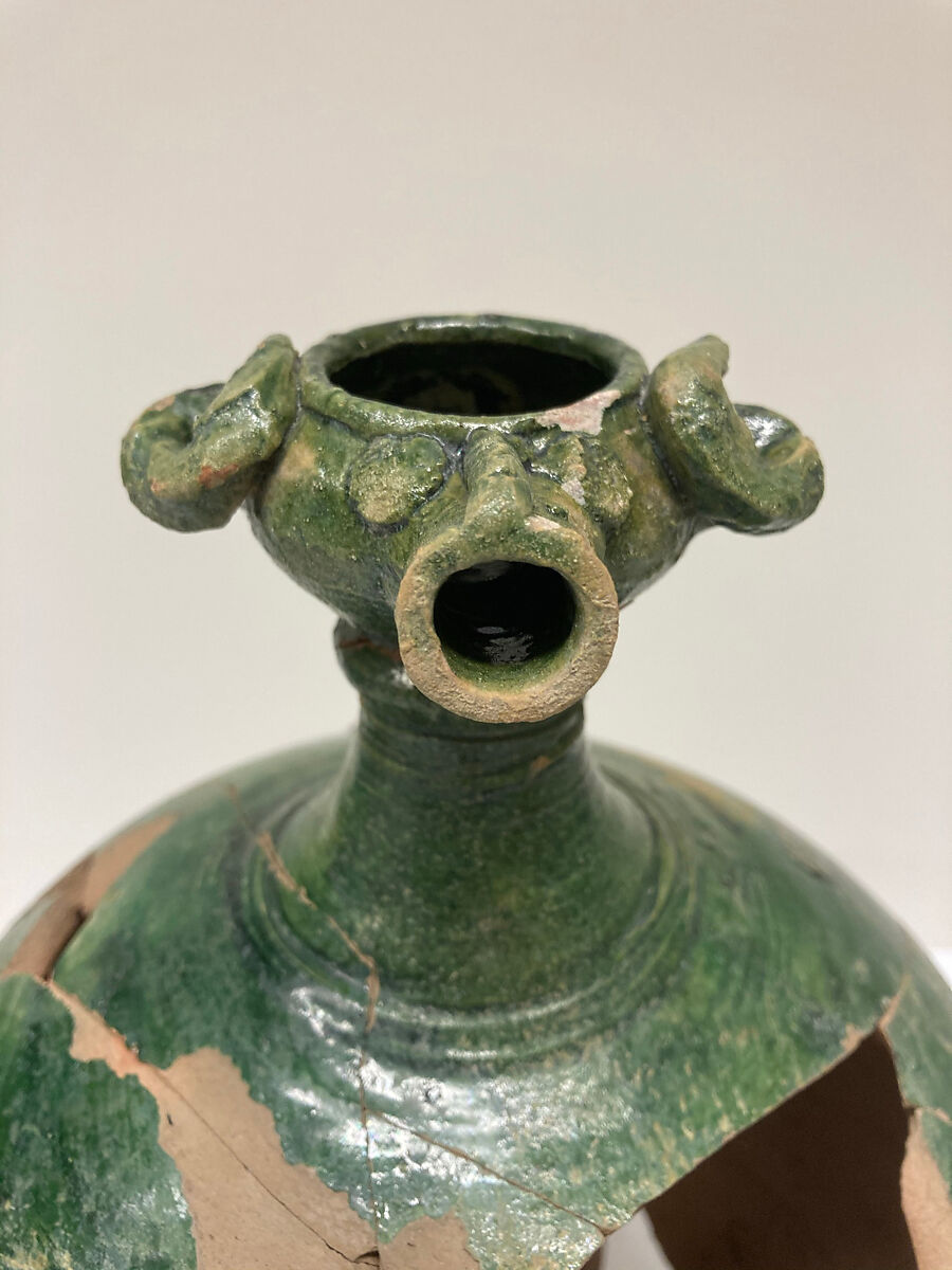 Ewer, Earthenware; slip-covered under monochrome glaze