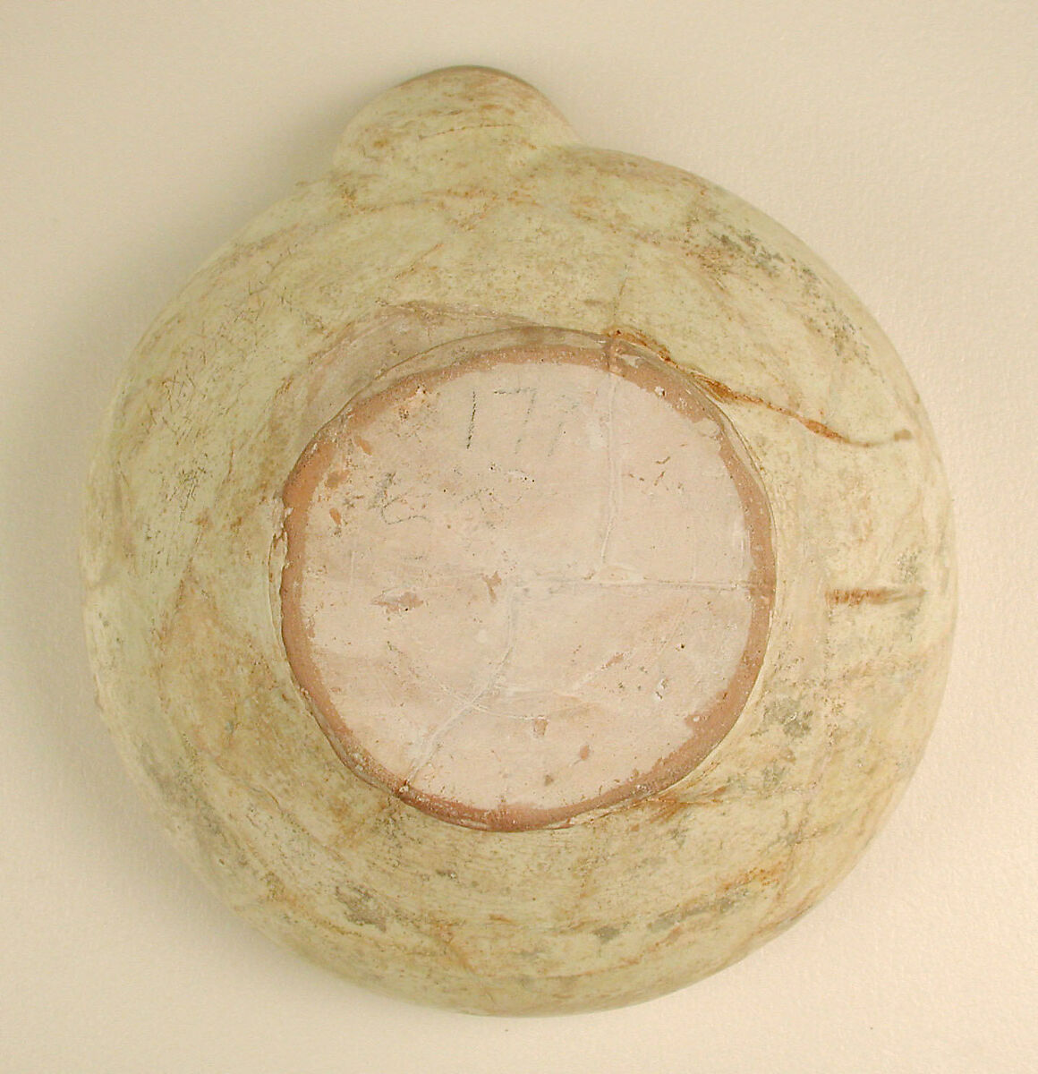 Spouted Bowl, Inscribed "Sovereignty is God's", Earthenware; white slip with black slip decoration under transparent glaze
