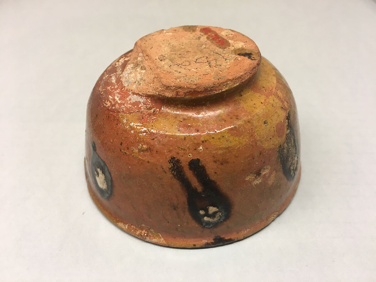 Bowl, Earthenware; red slip, brown glaze