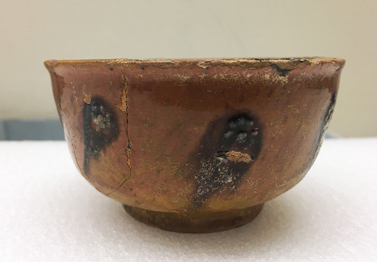 Bowl, Earthenware; red slip, brown glaze