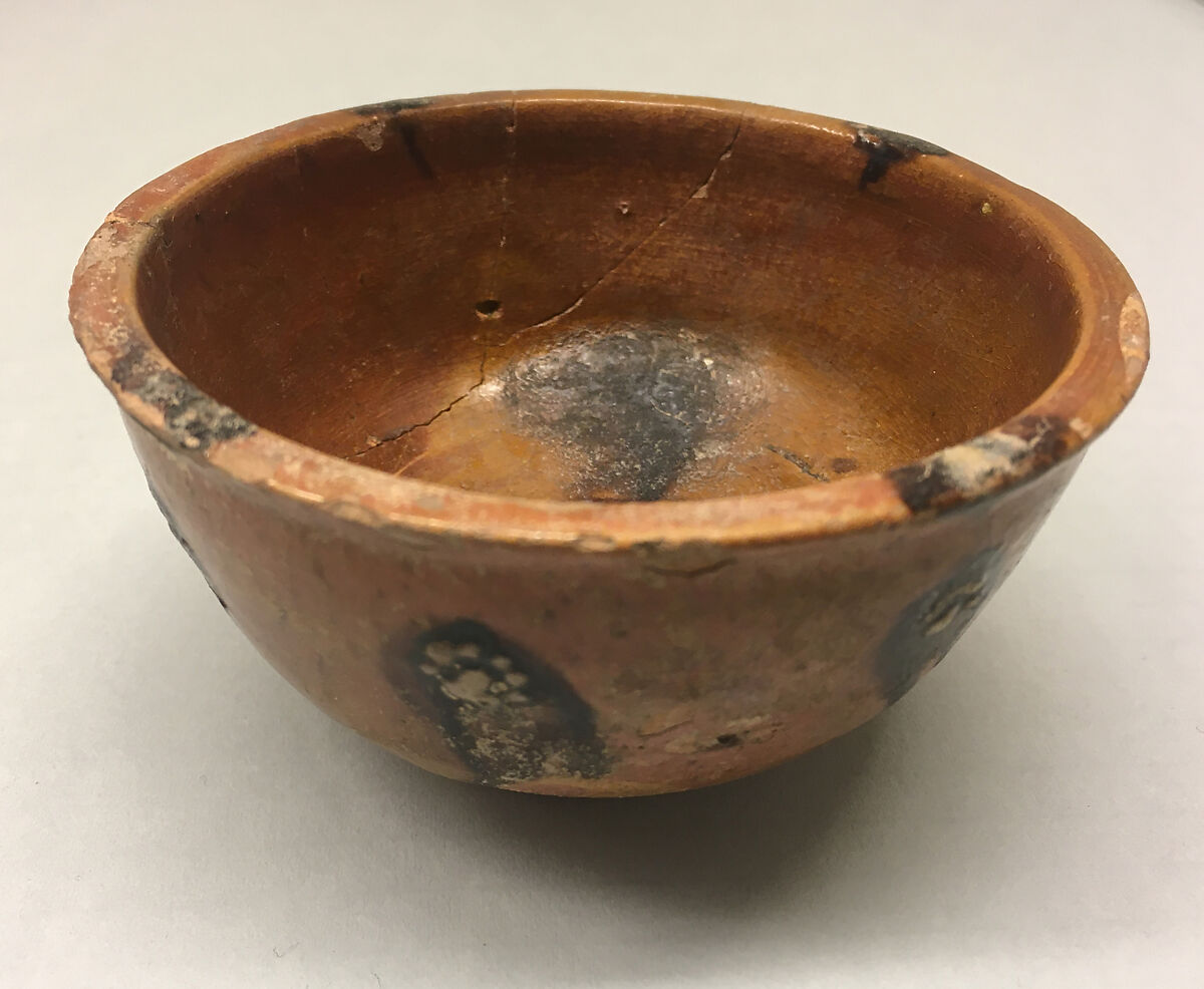 Bowl, Earthenware; red slip, brown glaze