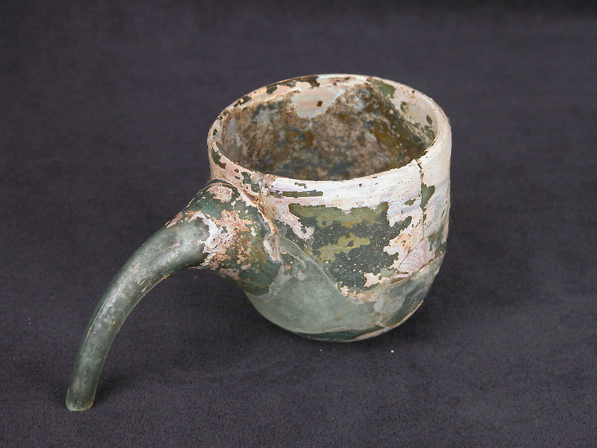 Physician's Cupping Glass or Alembic, Glass, greenish; blown, applied spout