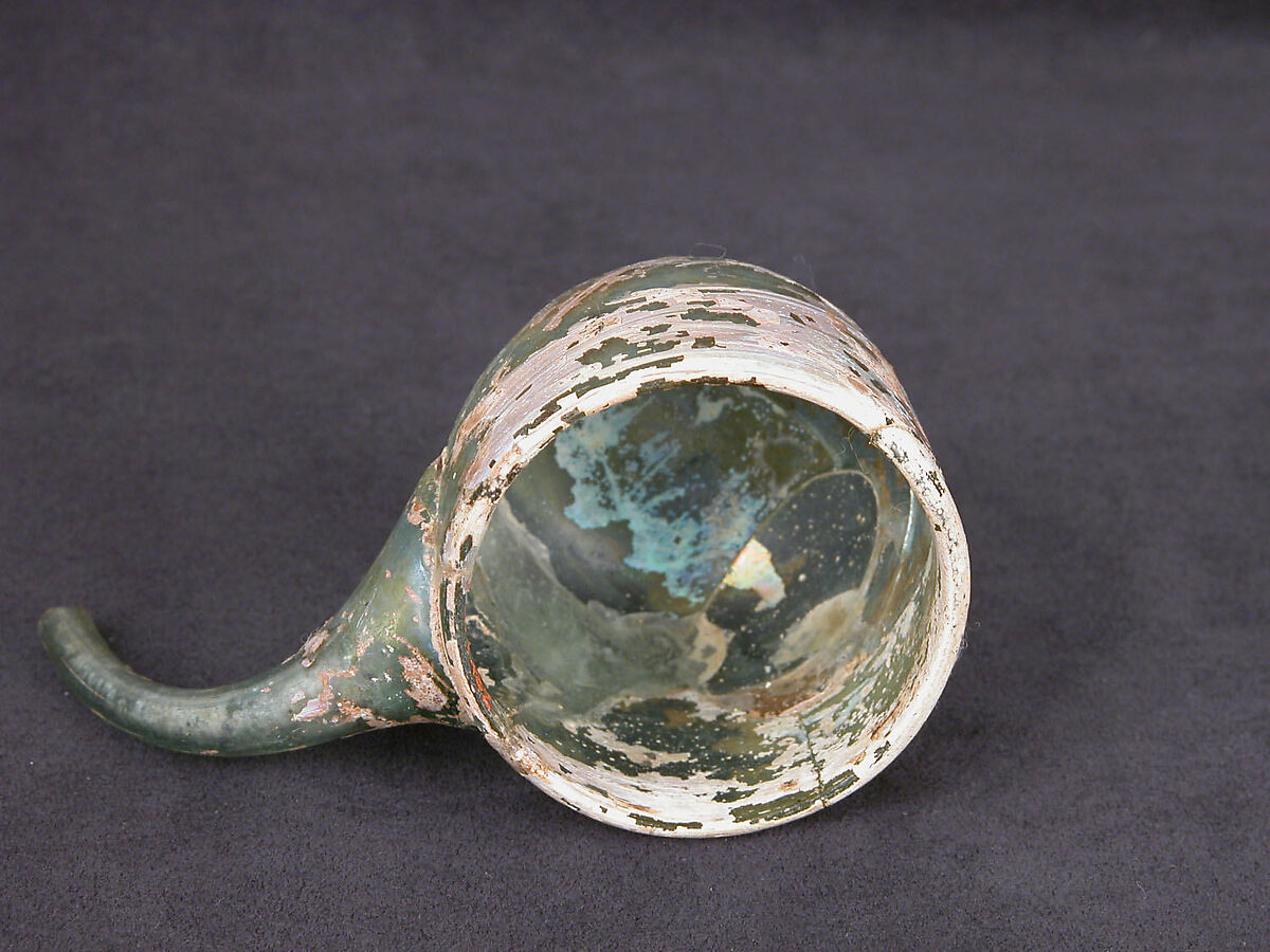 Physician's Cupping Glass or Alembic, Glass, greenish; blown, applied spout