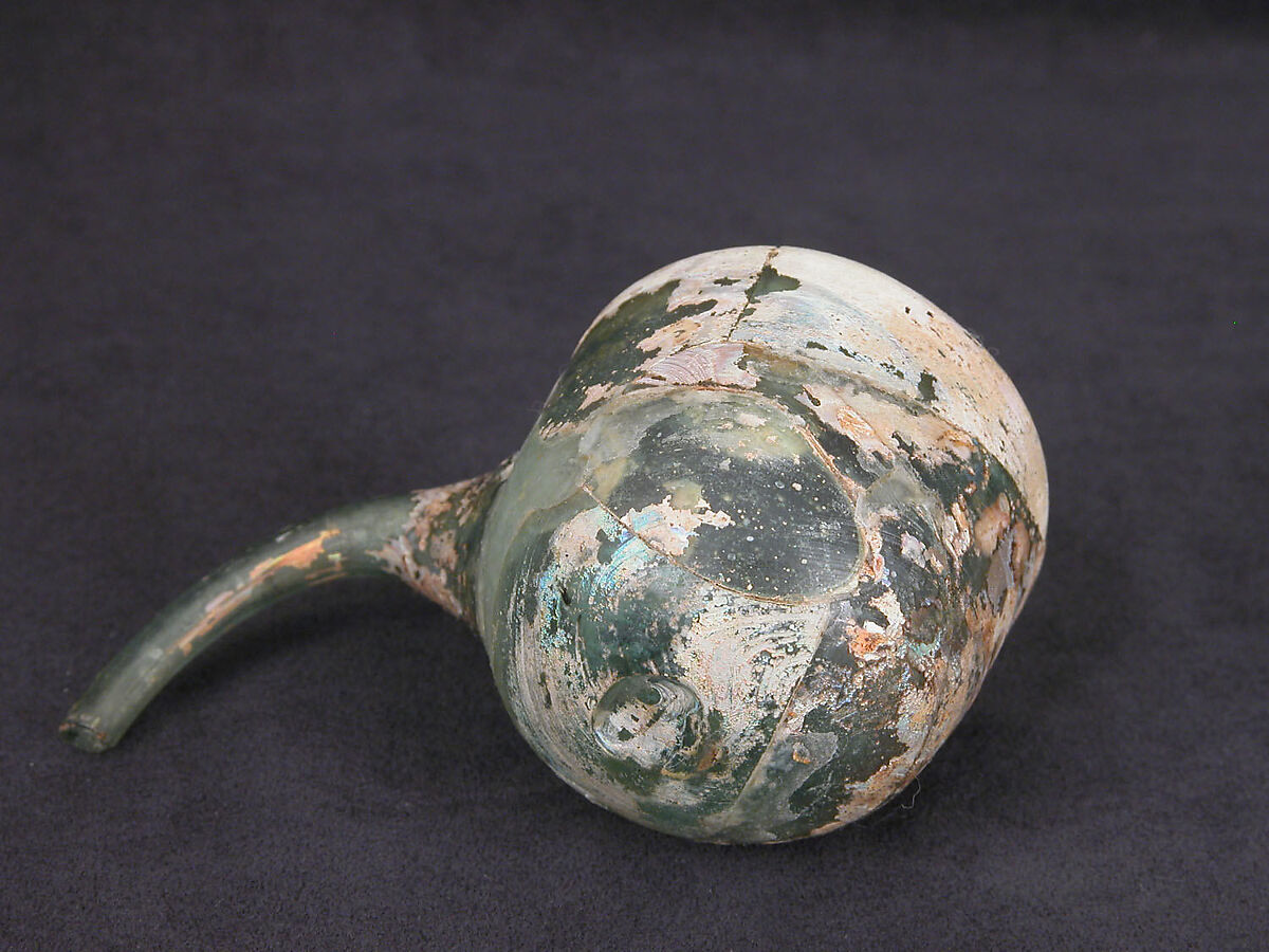 Physician's Cupping Glass or Alembic, Glass, greenish; blown, applied spout