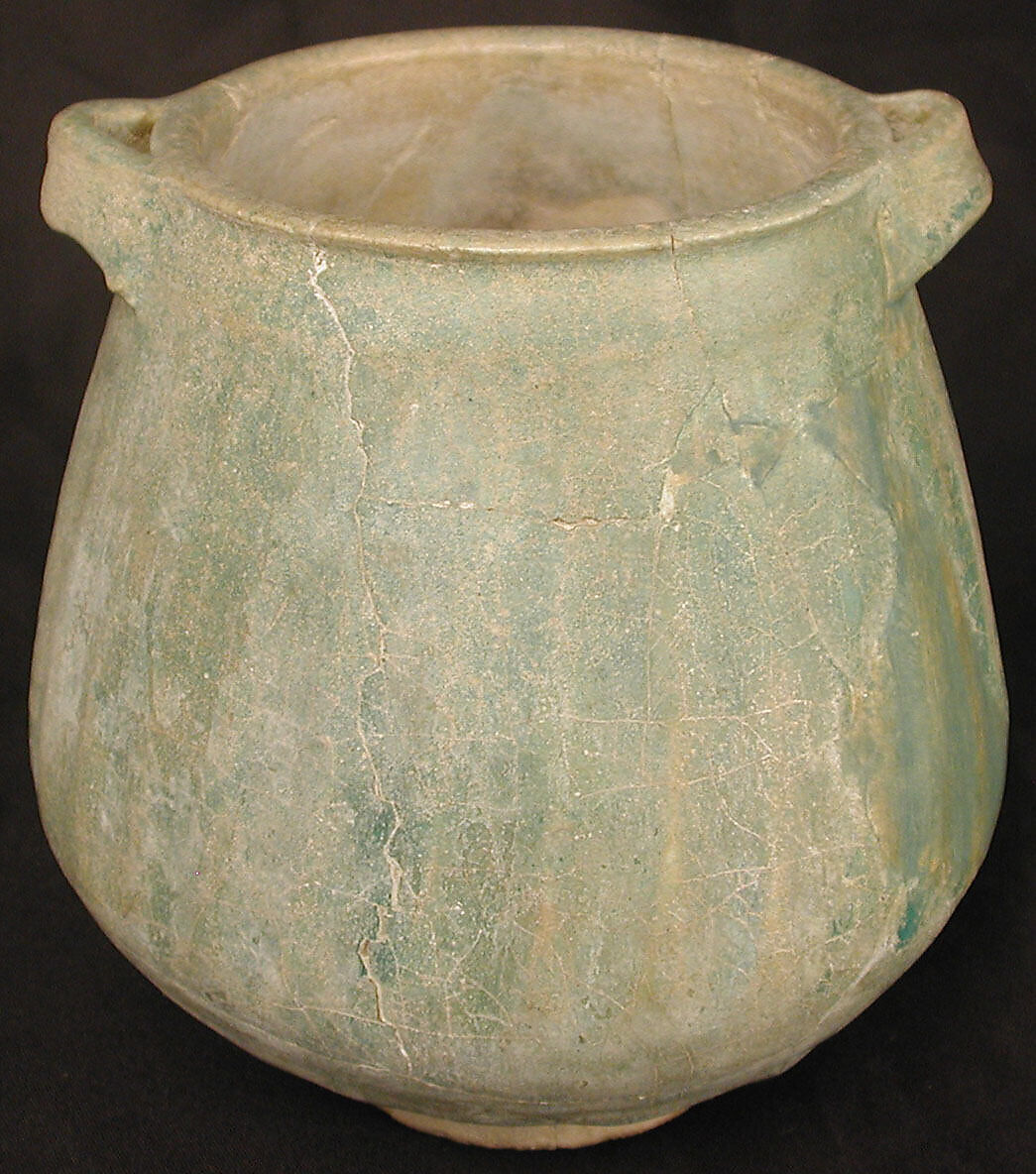 Jar, Earthenware; gritty gray body, turquoise glaze 