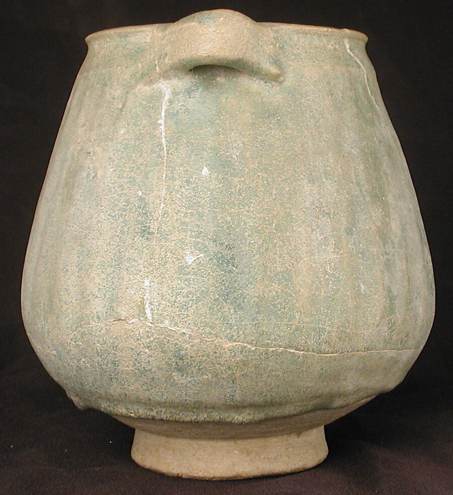 Jar, Earthenware; gritty gray body, turquoise glaze