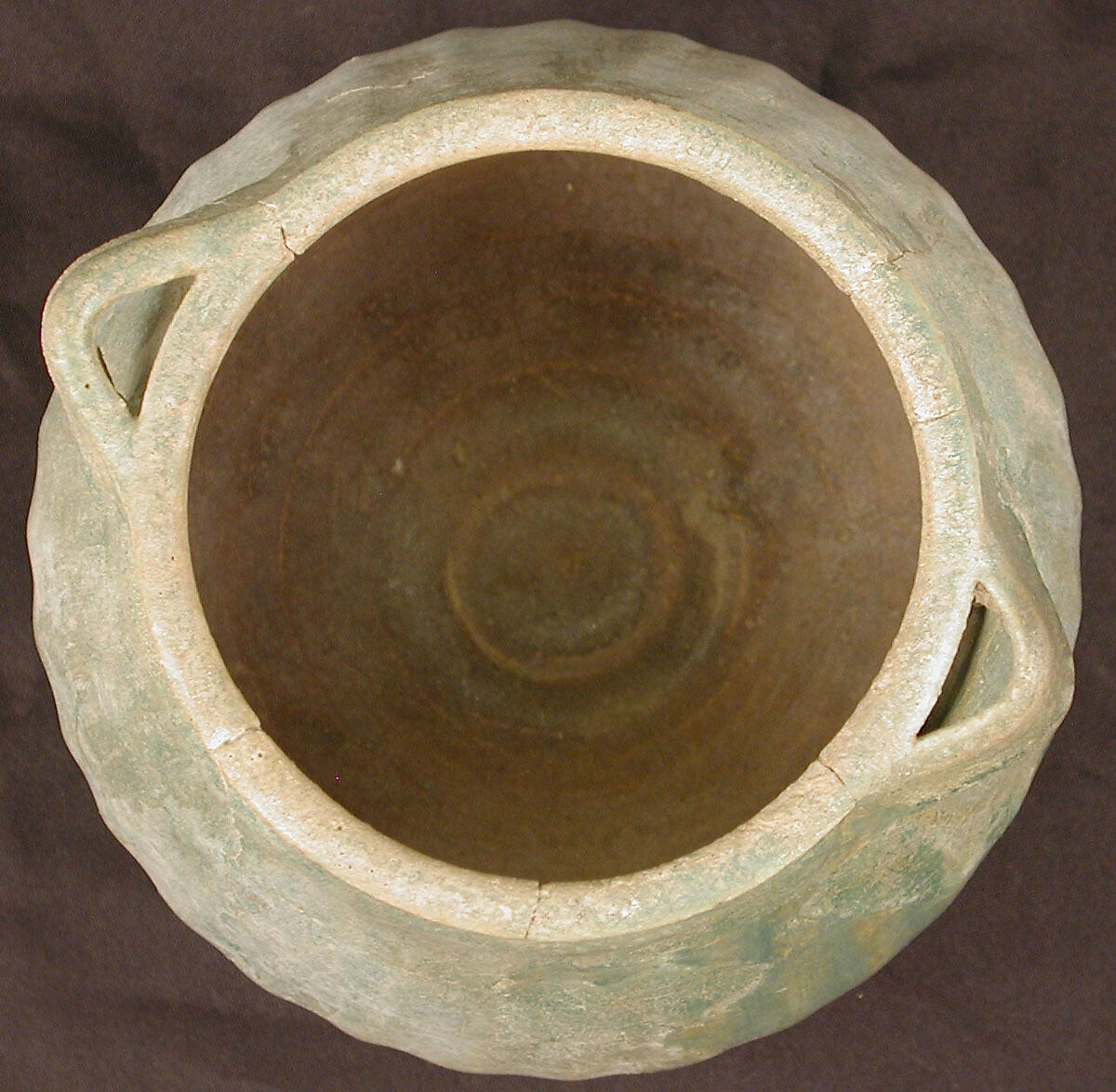 Jar, Earthenware; gritty gray body, turquoise glaze