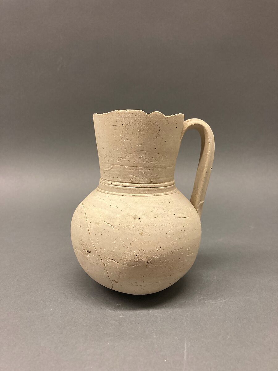 Ewer, Earthenware; slip covered and unglazed