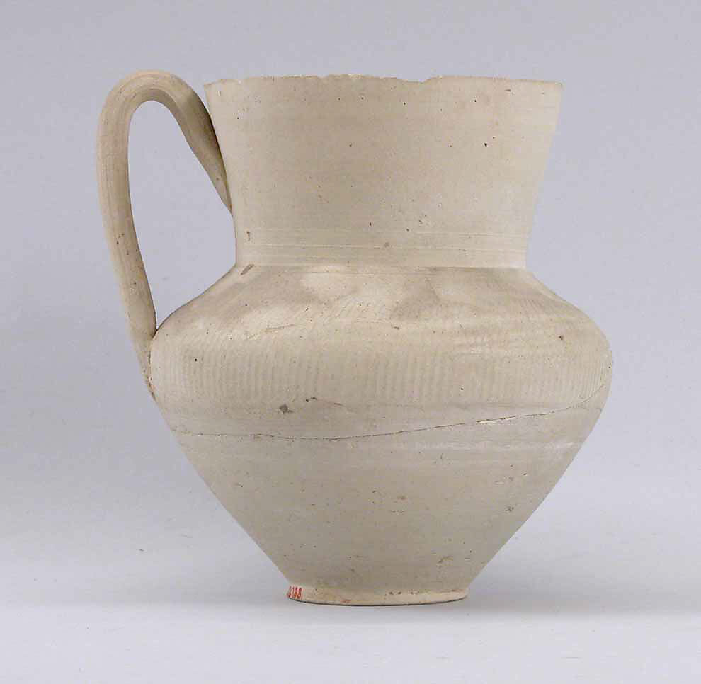 Ewer, Earthenware; slip covered and unglazed 