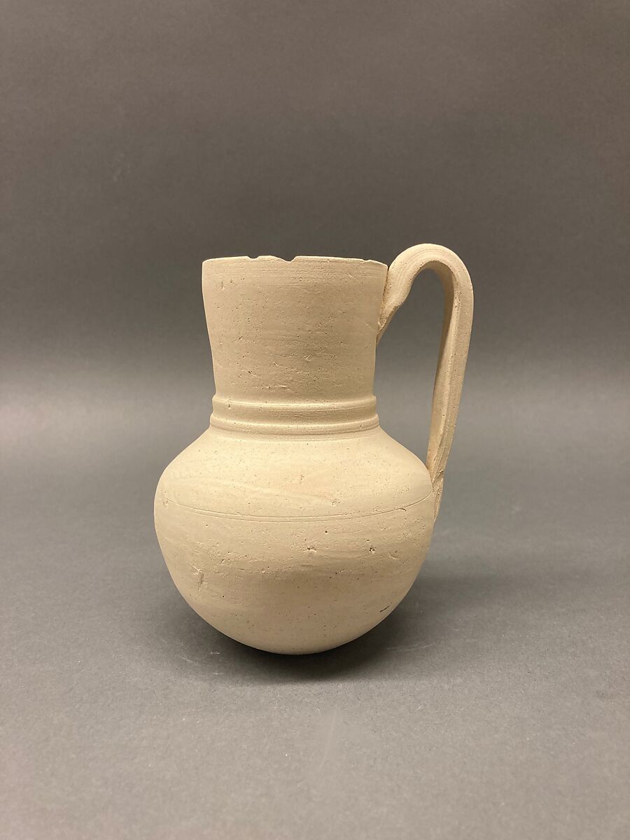 Ewer, Earthenware; slip covered and unglazed
