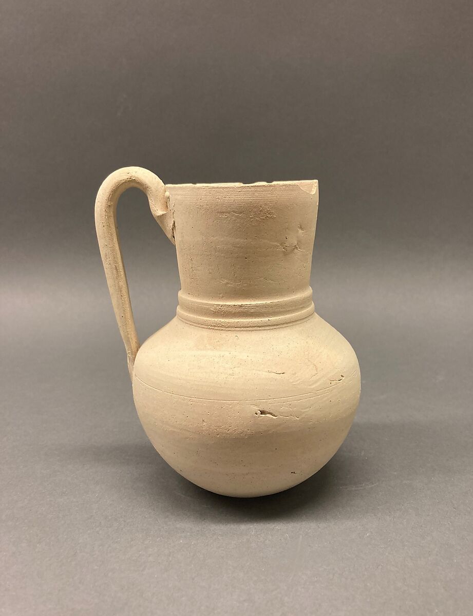 Ewer, Earthenware; slip covered and unglazed