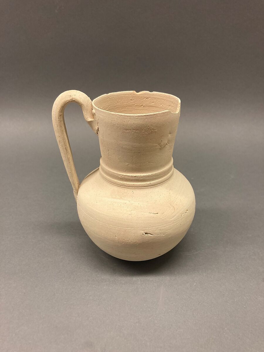 Ewer, Earthenware; slip covered and unglazed 