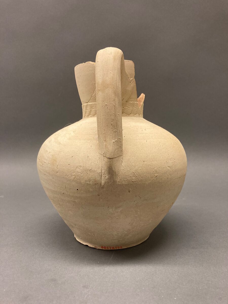 Ewer, Earthenware; slip covered and unglazed