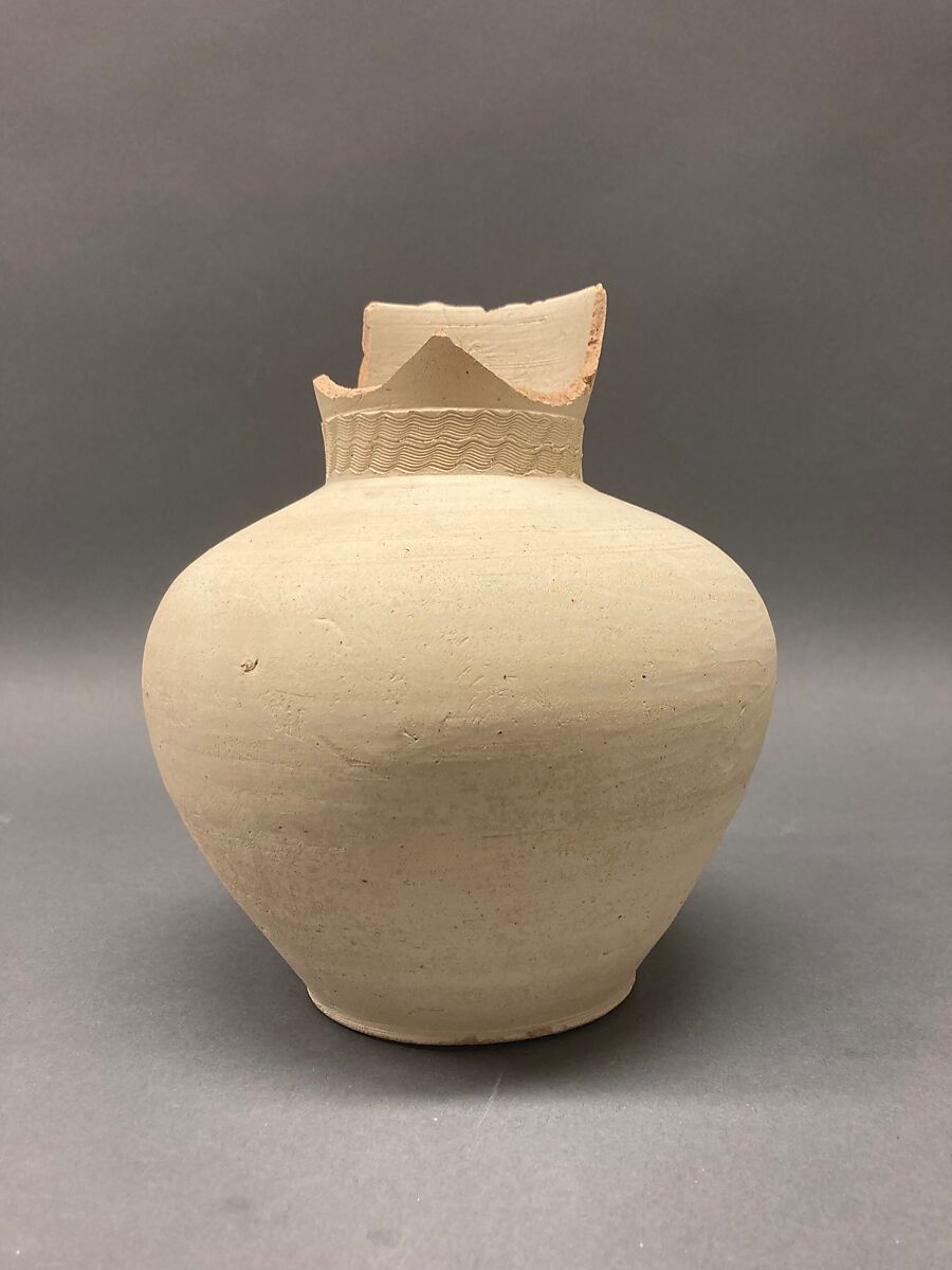 Ewer, Earthenware; slip covered and unglazed