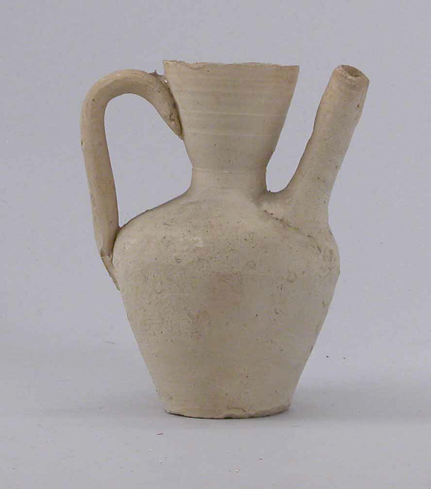 Ewer, Earthenware; slip covered and unglazed 