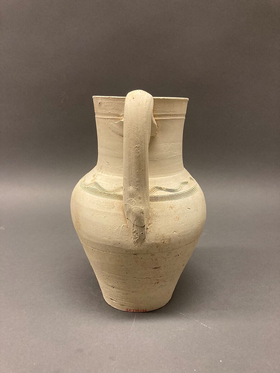 Ewer, Earthenware; slip covered, incised, unglazed
