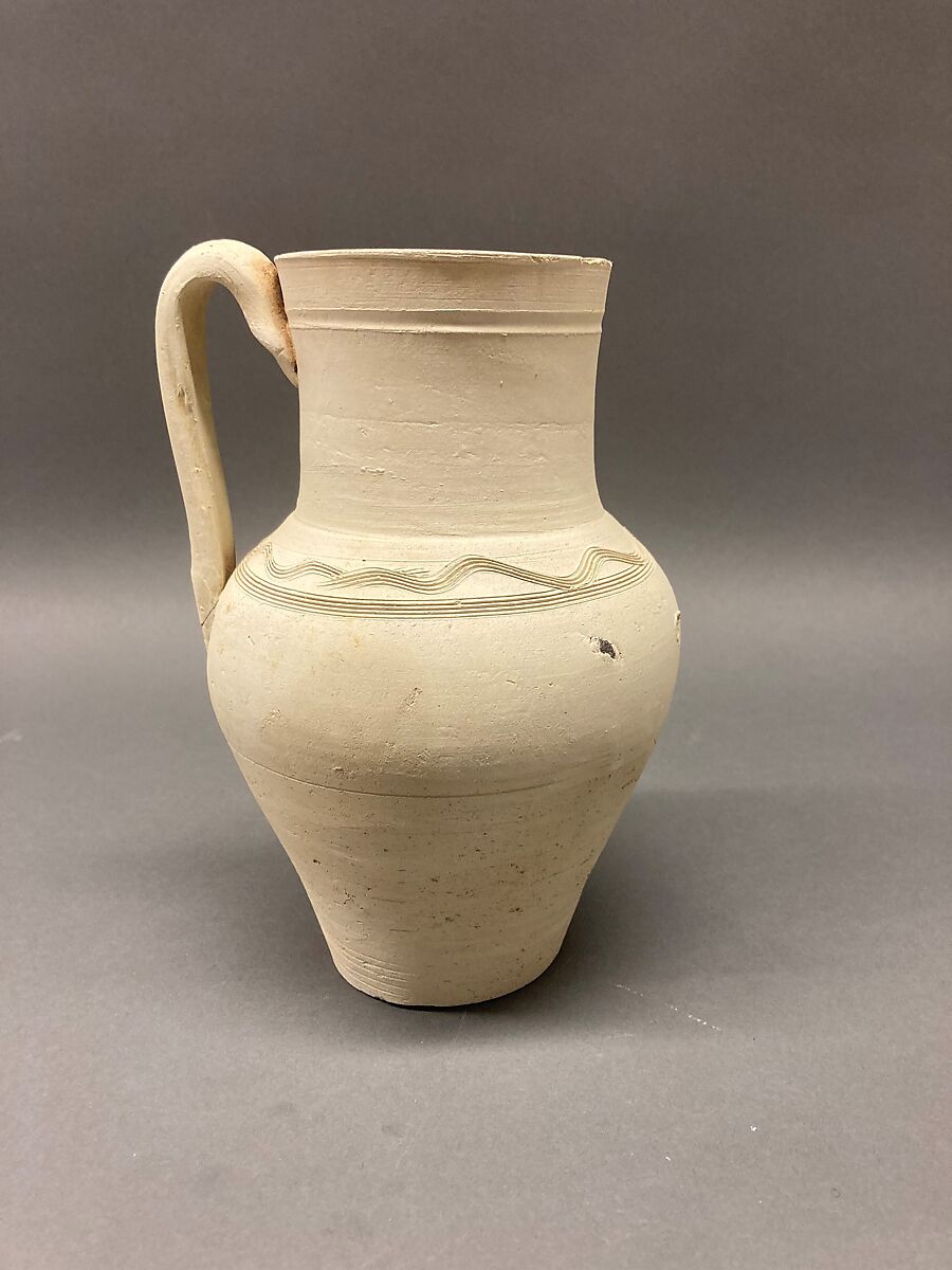 Ewer, Earthenware; slip covered, incised, unglazed