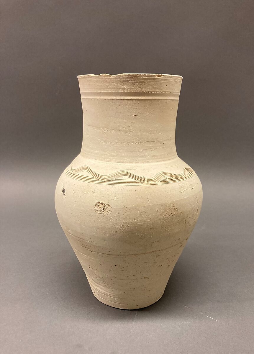 Ewer, Earthenware; slip covered, incised, unglazed