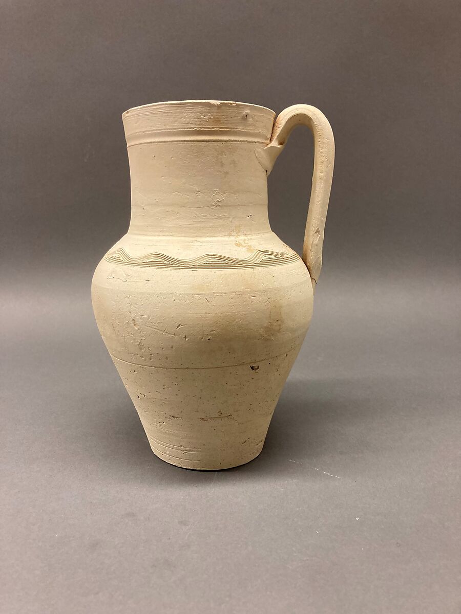 Ewer, Earthenware; slip covered, incised, unglazed