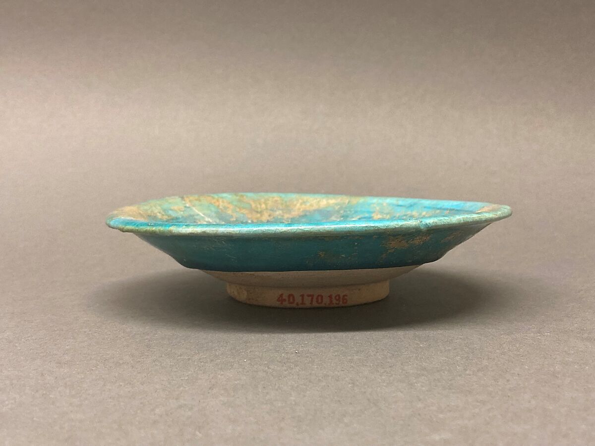 Dish, Earthenware; white slip, incised and splashed with polychrome glazes under transparent glaze (sgraffito ware)