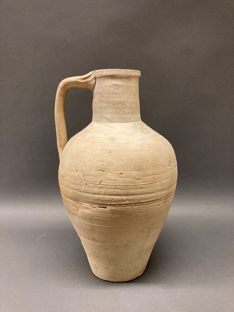 Ewer, Earthenware: slip covered and unglazed