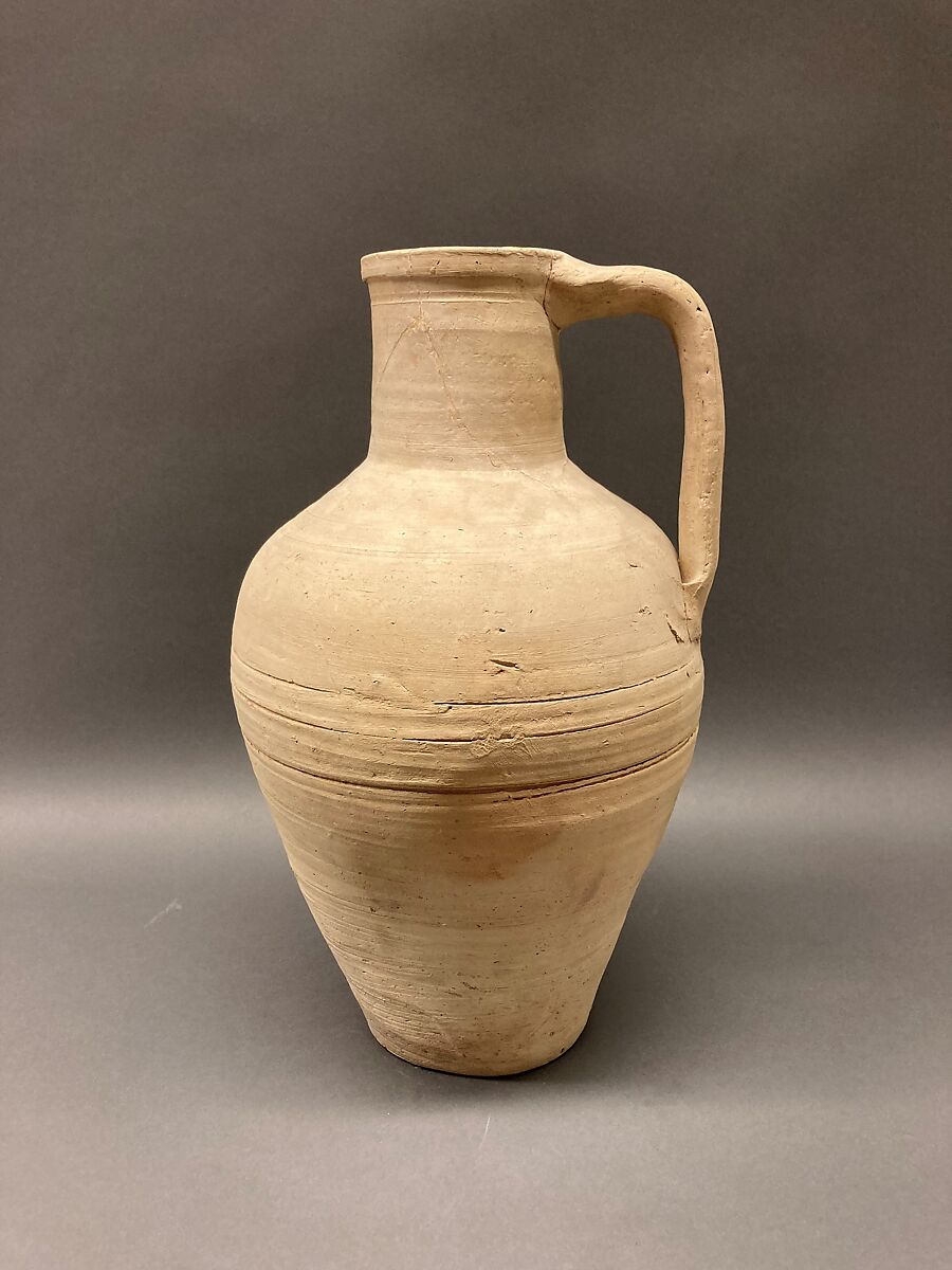 Ewer, Earthenware: slip covered and unglazed