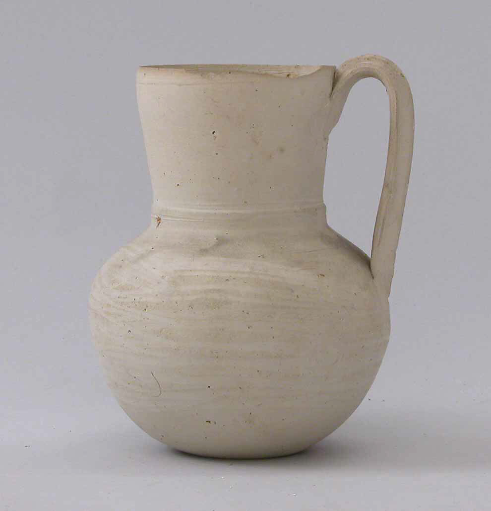 Ewer, Earthenware; slip covered and unglazed 