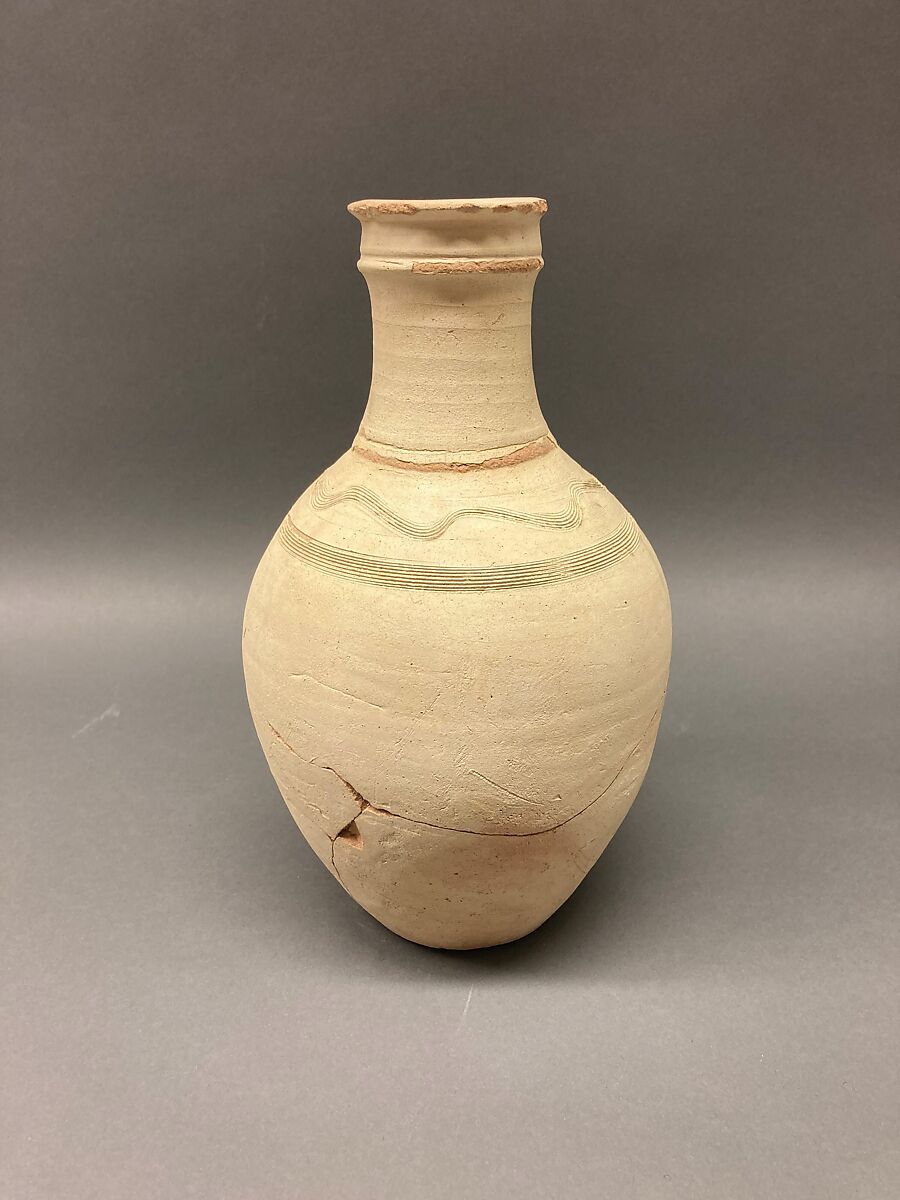 Ewer, Earthenware; slip covered and unglazed