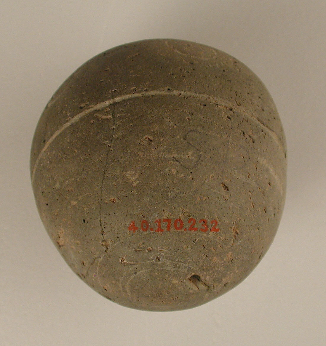 Spheroconical Vessel, Earthenware; incised, unglazed