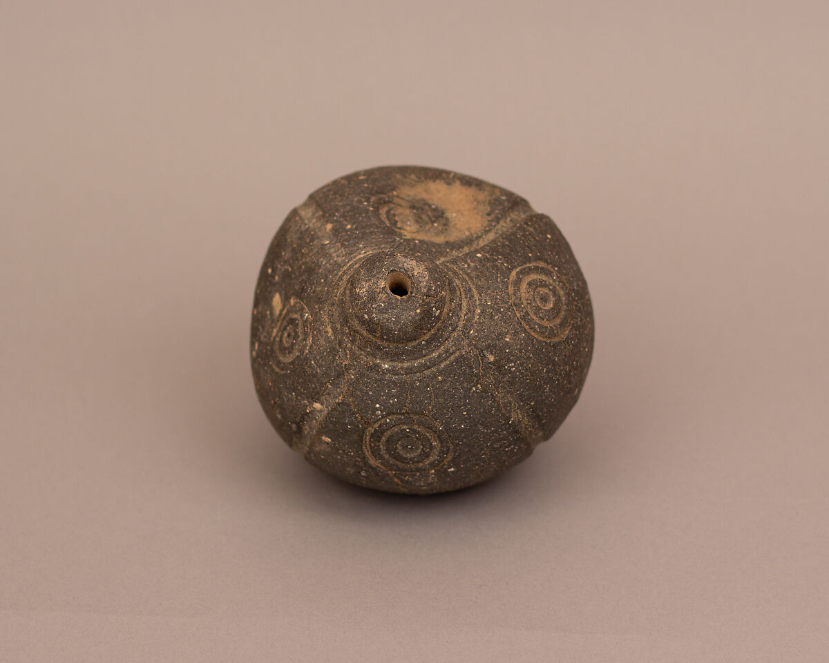Spheroconical Vessel, Earthenware; incised and unglazed
