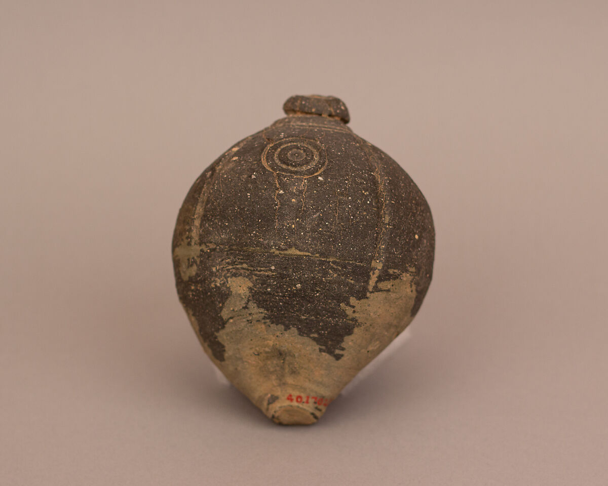 Spheroconical Vessel, Earthenware; incised and unglazed