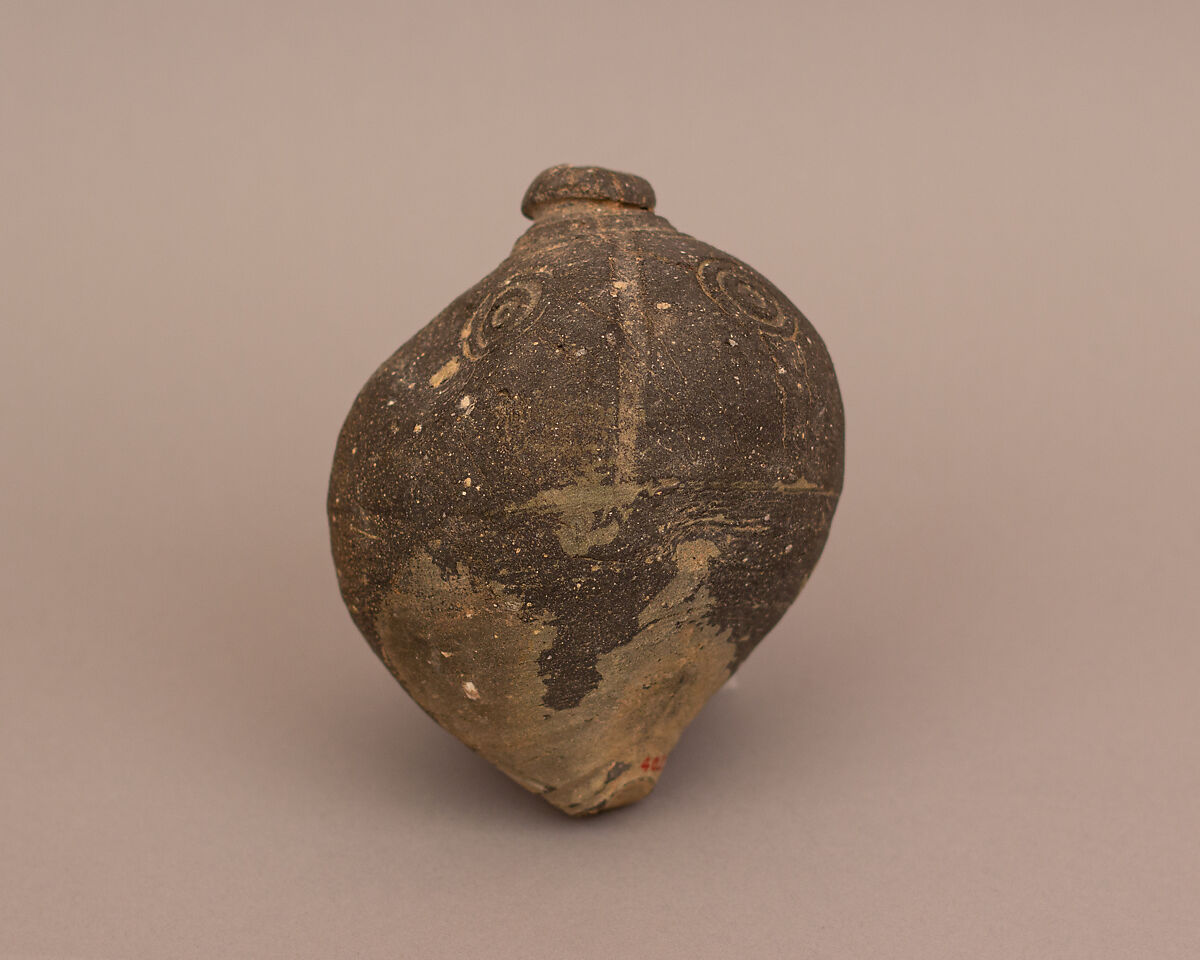 Spheroconical Vessel, Earthenware; incised and unglazed