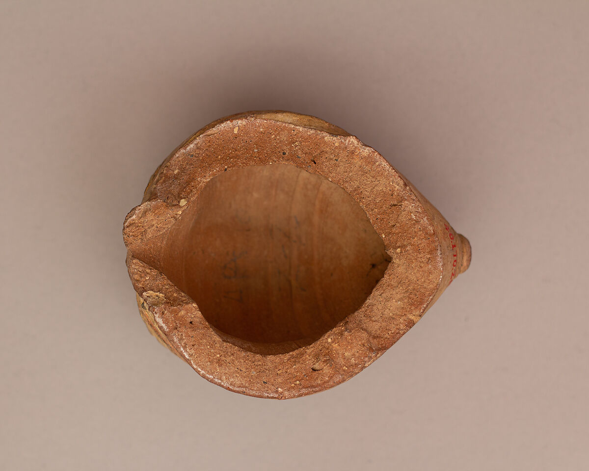 Spheroconical Vessel, Earthenware; slip covered, incised and polychrome decoration, unglazed