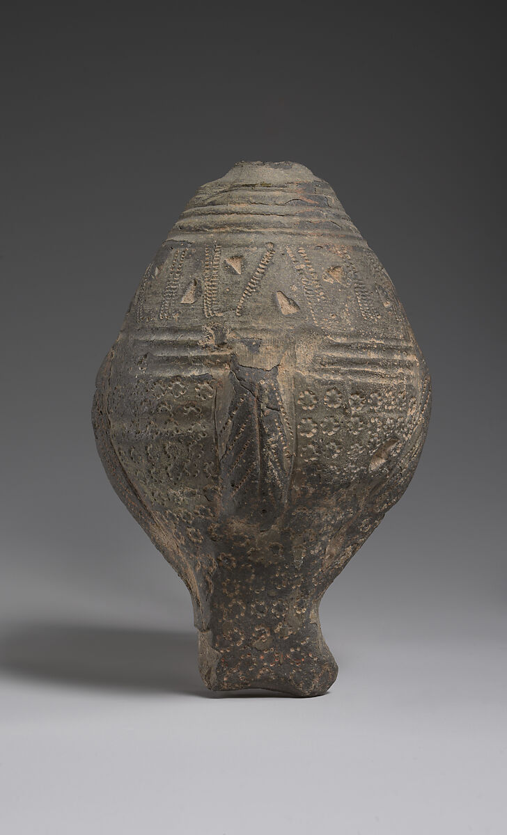 Spheroconical Vessel, Earthenware; stamped, incised, unglazed 